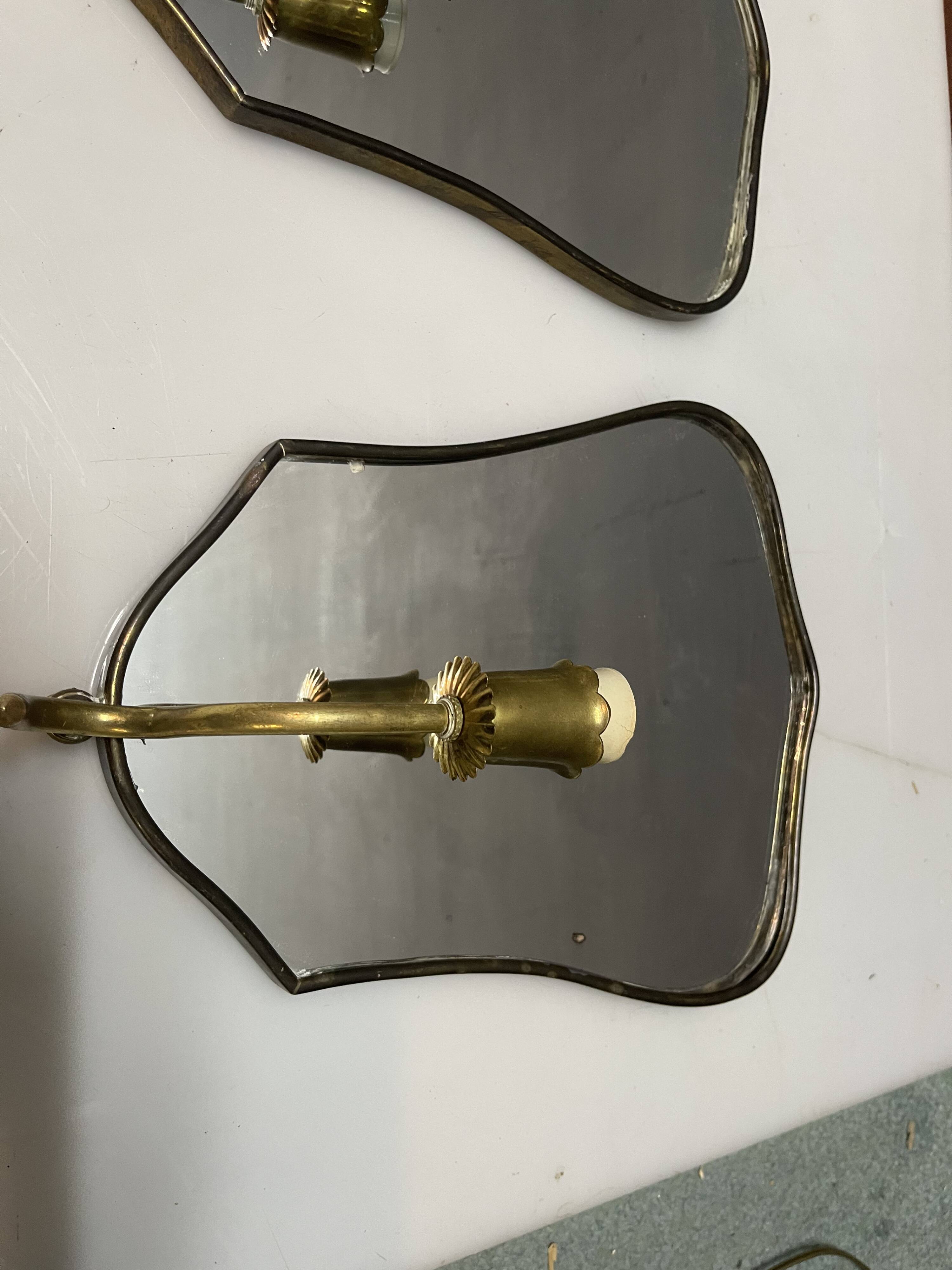 Art Deco Brass Mirrored Sconces Set of 2 1950’s