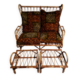 salon en rotin vintage