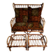 Salon en rotin vintage 70’s  – canapé + 2 repose-pieds