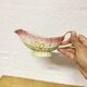 Vintage asparagus motif slipware sauceboat
