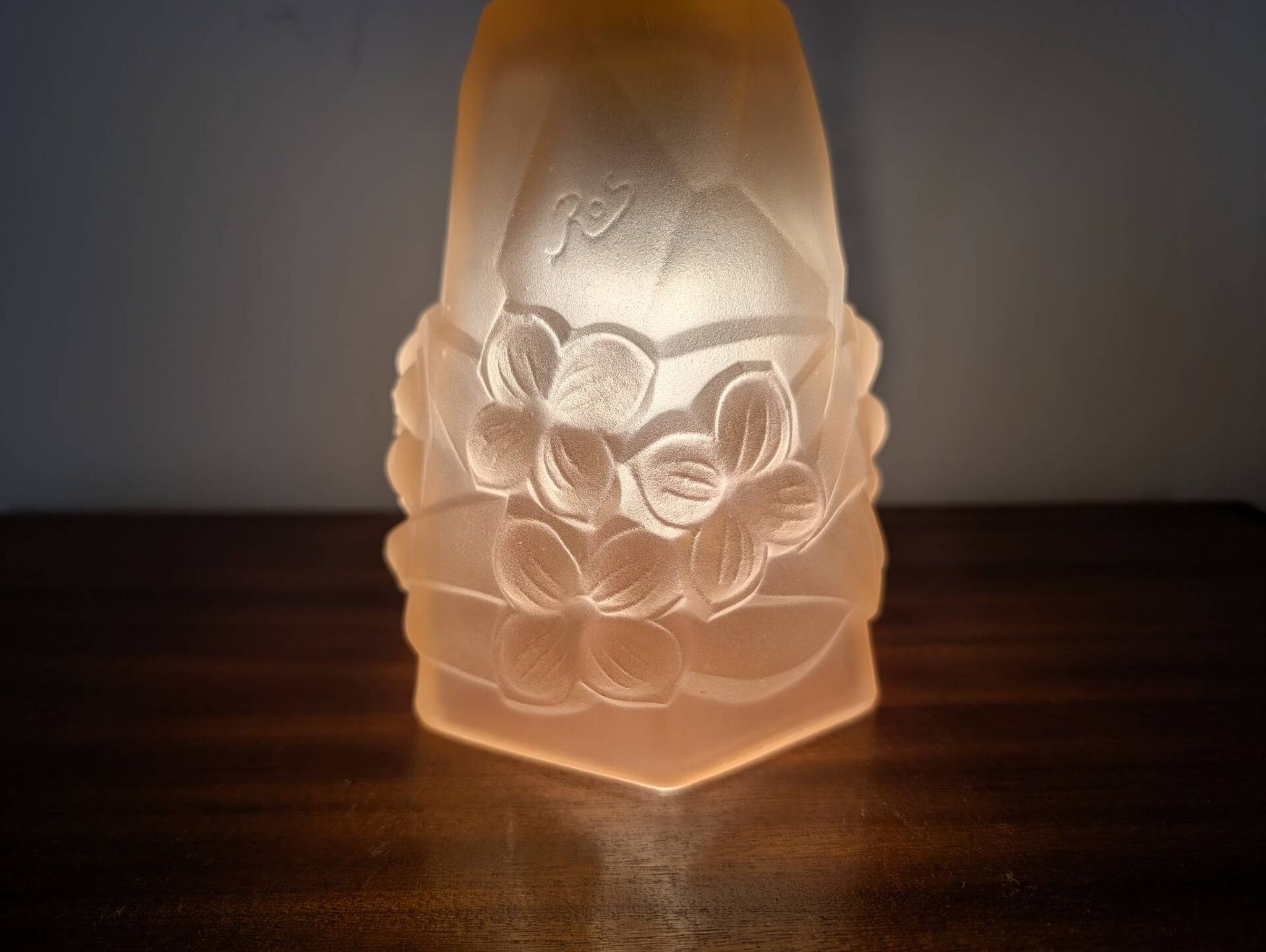 Art Deco pink glass tulip signed ROS / Degué – circa 1930-1940