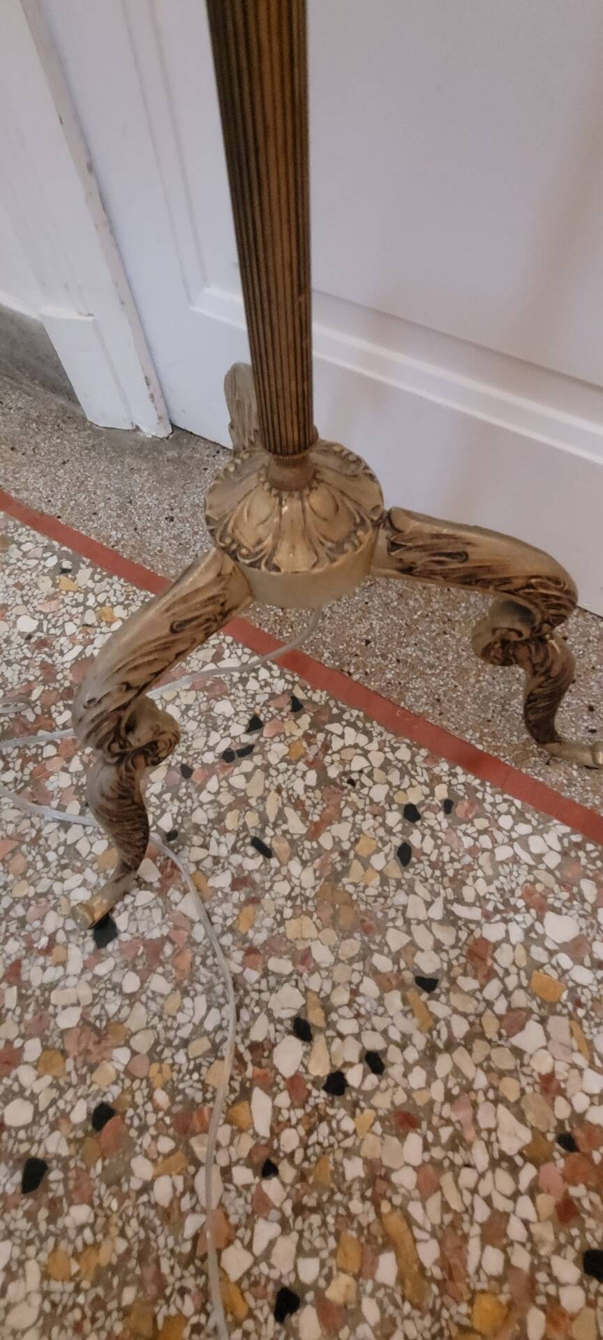 Antique brass and onyx floor lamp - classic style