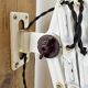 Industrial Black Enamel Scissor Wall Lamp, 1950s