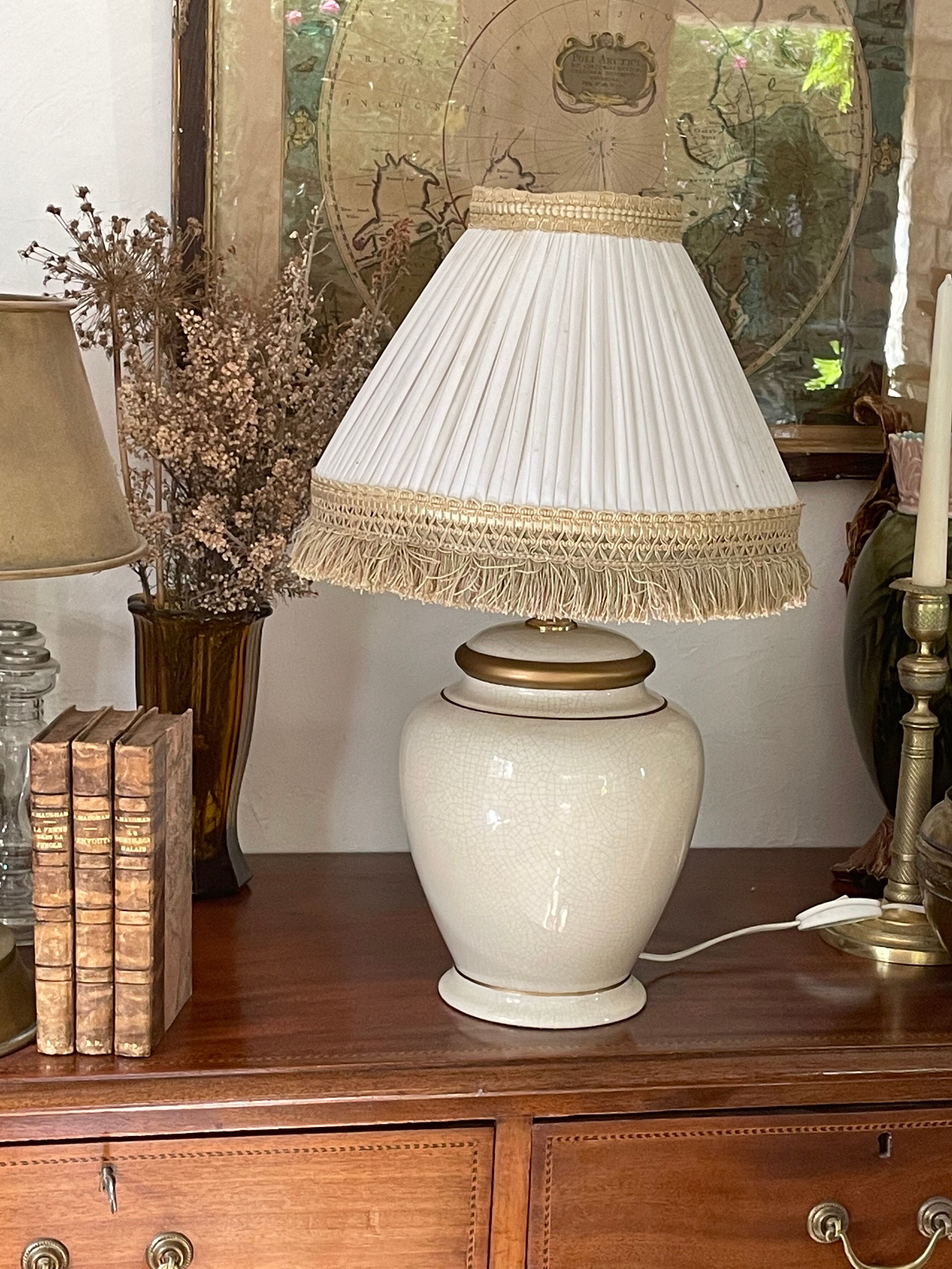 Pied de lampe en céramique craquelée vintage