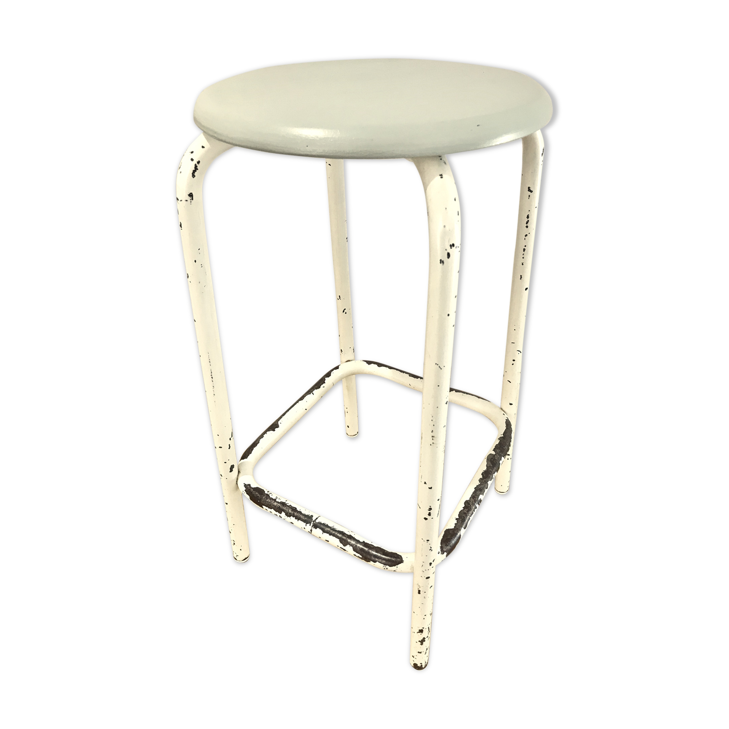 Vintage mint and white stool