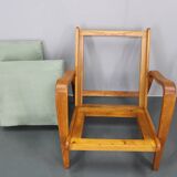 1960s Kozelka and Kropacek Restored Pair of Oak Armchairs, Rare Model