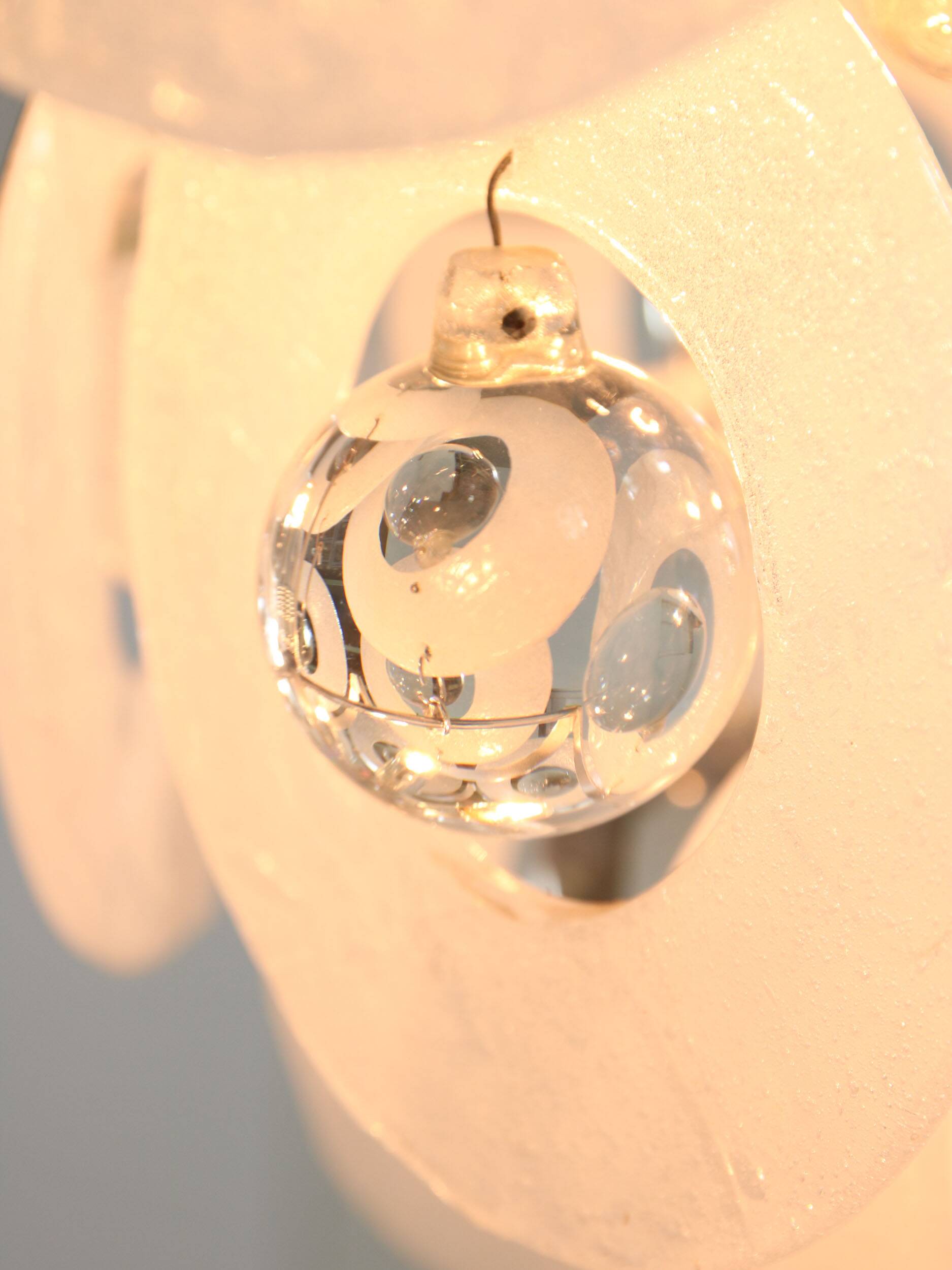 Lustre vintage en verre de murano par vistosi avec 27 disques / italie des années 60 / design italien de l'ère spatiale