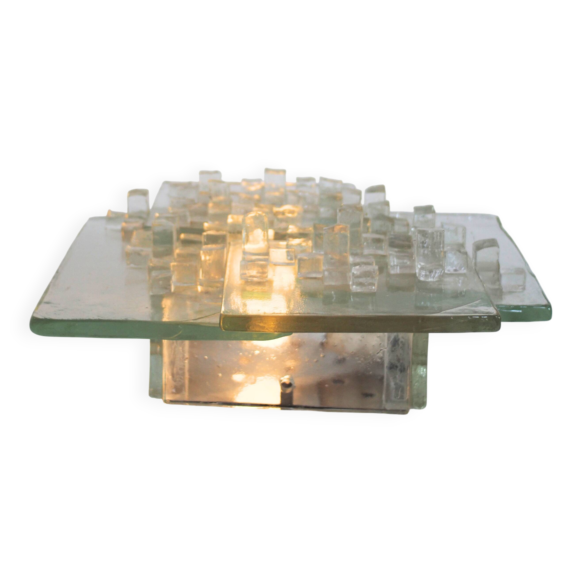 Poliarte ceiling light by Albano Poli in clear Murano glass.