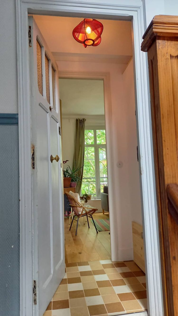 Lampe brique tissée à suspendre