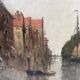 Oil on canvas "View of the city on the canal" by Franck BOGGS 19th century