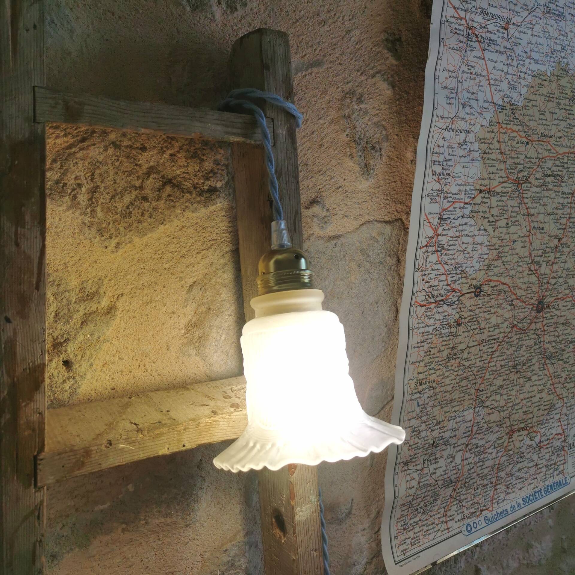 Lampe Baladeuse Art Déco, Câble bleu