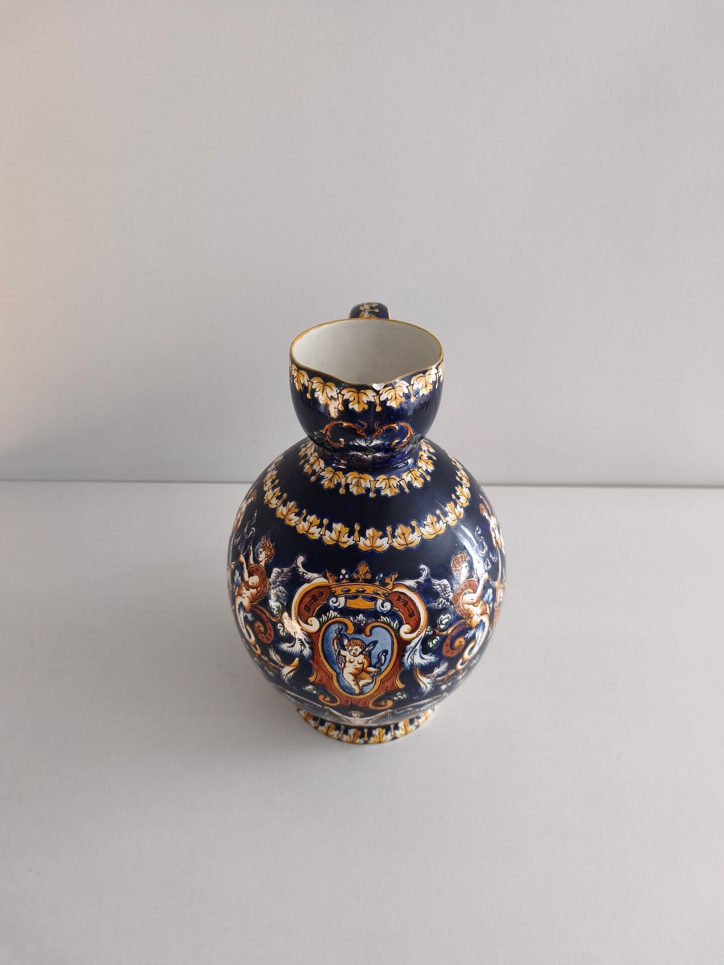 Grand pichet / Broc / Cruche en faïence de Gien - Renaissance Bleu (26