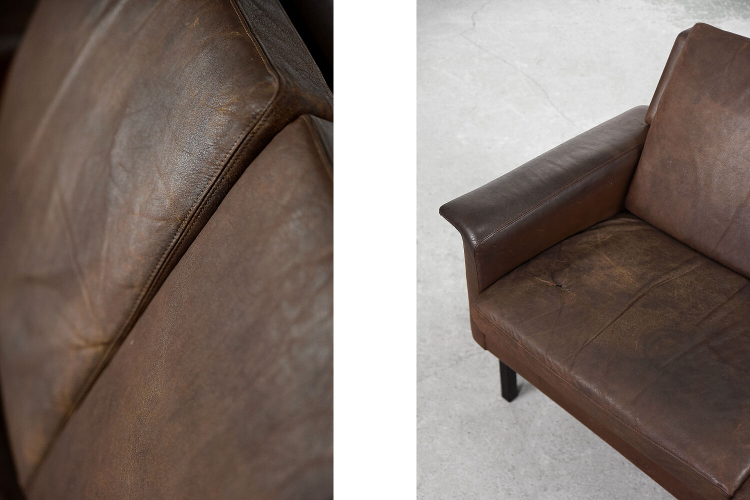 Vintage modern two-seater canapé in brown leather 3330 by Arne Vodder for Fritz Hansen.
