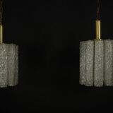Pair of Murano glass and brass chandeliers