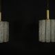 Pair of Murano glass and brass chandeliers
