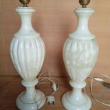 Pair of alabaster balluster lamps, 1970s