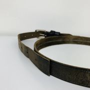 Mirror with handmade leather strapping