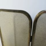 Fire screen, fireplace spark guard, minimalist, solid brass, 1970