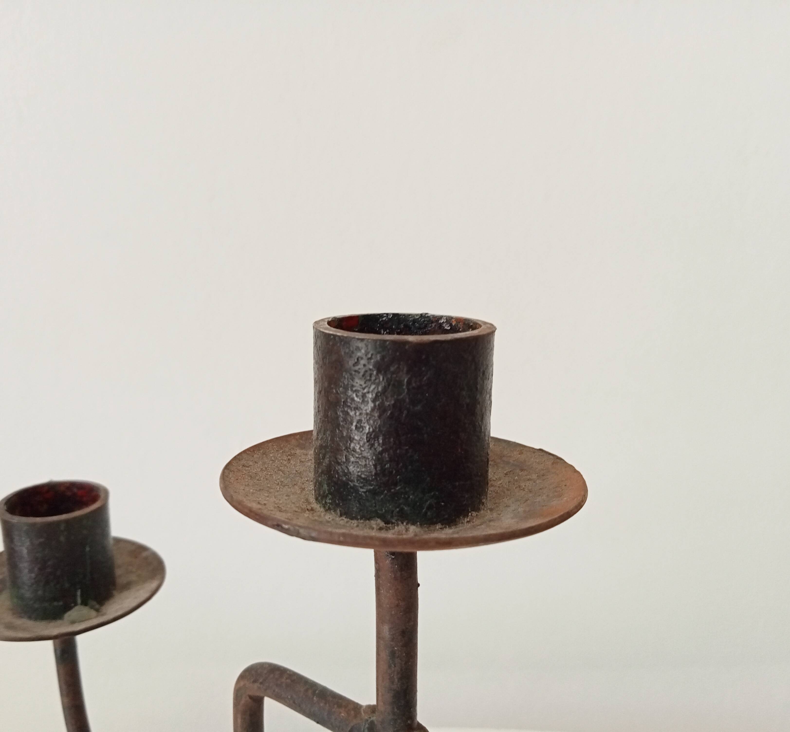 Vintage brutalist wrought iron chandelier