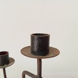 Vintage brutalist wrought iron chandelier