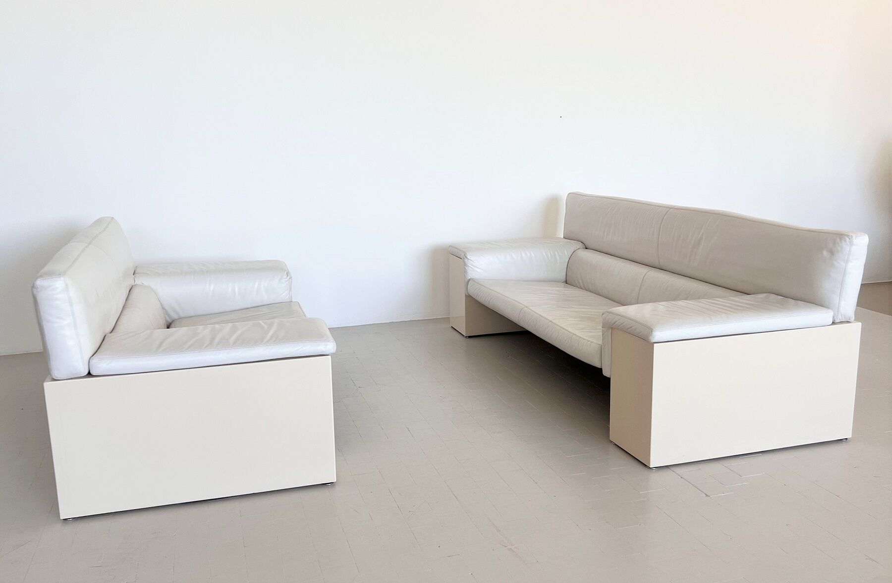 Cini Boeri for Knoll Three Seater Sofa 'Brigadier' in White Leather, 1970s