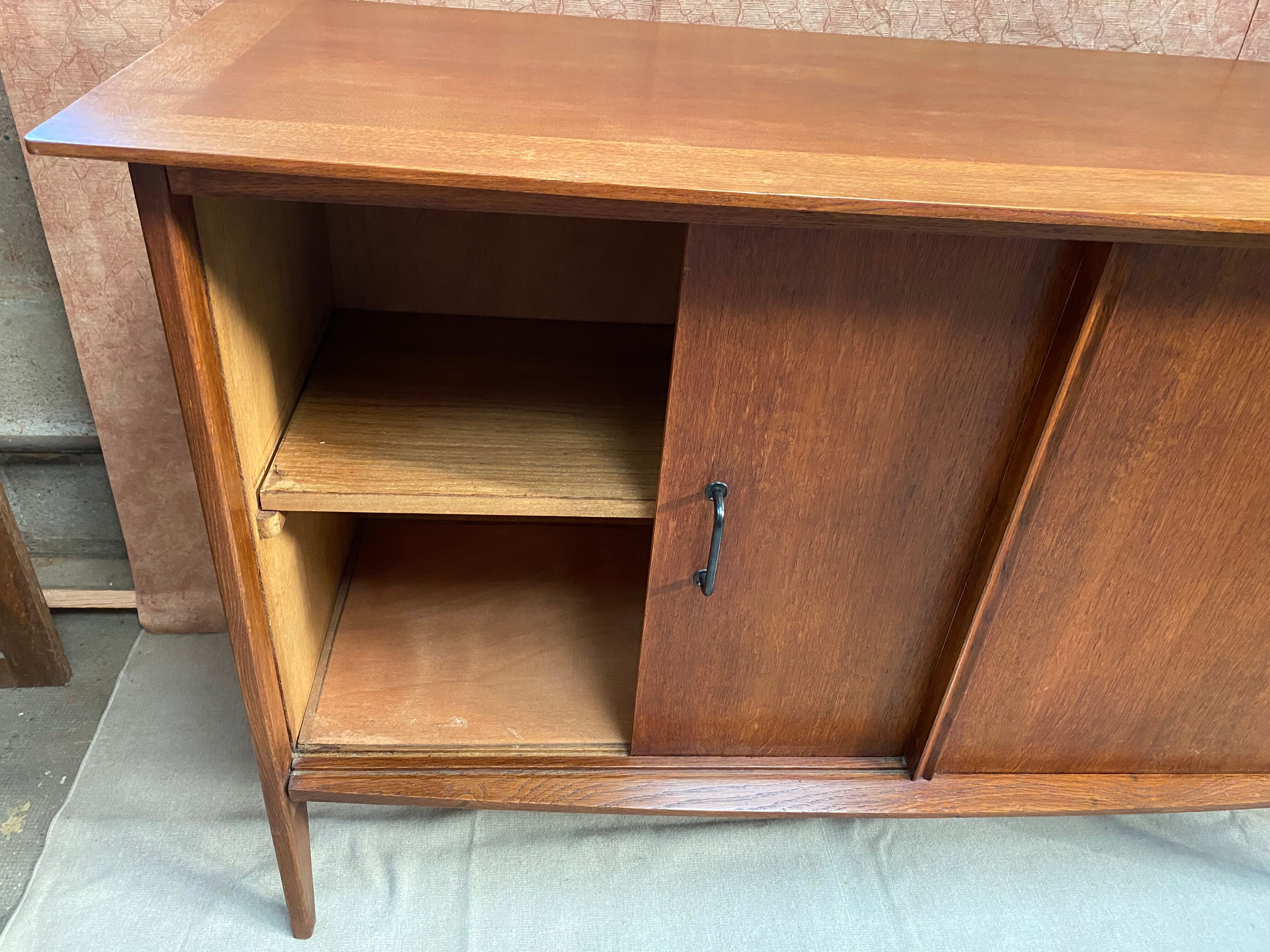 Low sideboard with two sliding doors, vintage 1950