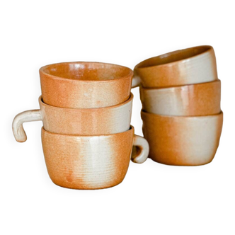 Set of 6 stoneware coffee cups