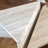 Table basse triangle travertin up & up vintage 1970 Italie