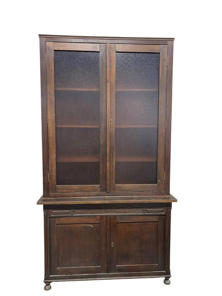 Vintage XL display cabinet in dark wood / wardrobe