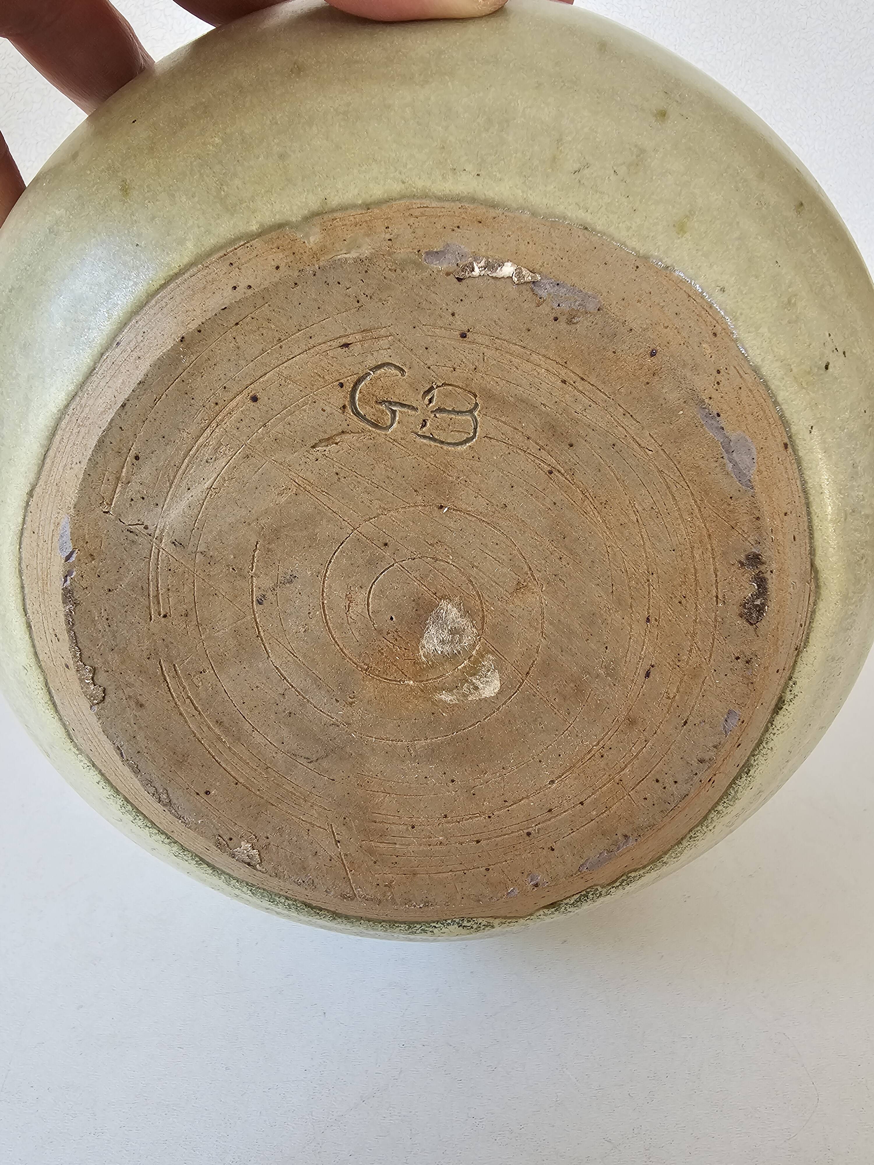 Ceramic flower vase signed GB (diameter 20cm)