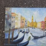 Huile sur panneau du Grand Canal à Venise