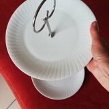 Set of two white porcelain cake stands, former royal factory, Limoges