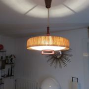 Suspension Temde en sisal et teck vers 1960