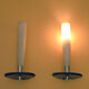 Set of two mid-century appliques in satin glass, crystal and chromed brass