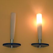 Set of two mid-century appliques in satin glass, crystal and chromed brass