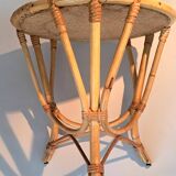 Tripod table in bamboo and rattan from 1960.