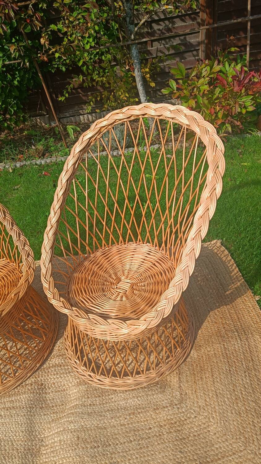 Rattan and wicker basket chairs
