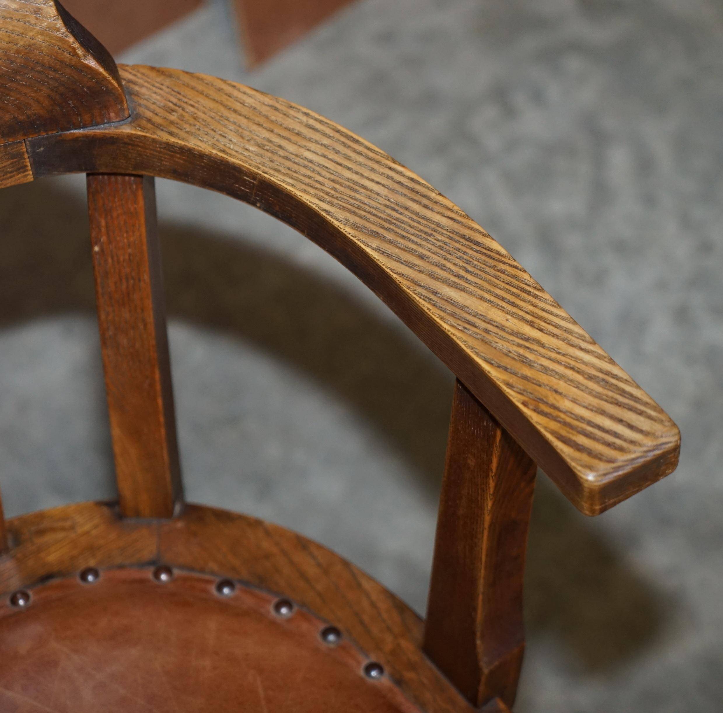 Fauteuil de directeur ancien circa 1900 époque Édouardien en cuir