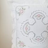 White cotton embroidery cushion cover