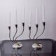Pair of art deco candlesticks in stainless steel 3 flames, Spain, 1970