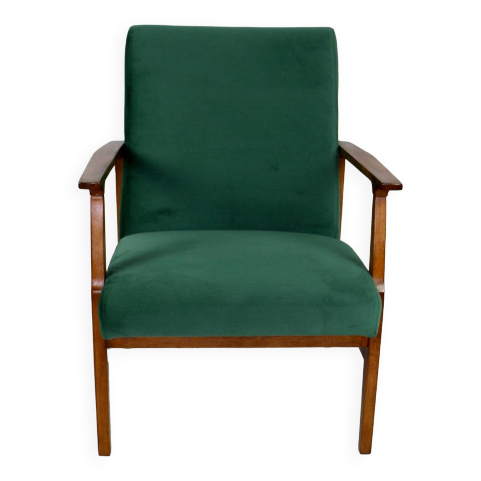 Chaise longue vintage en velours vert, années 1970