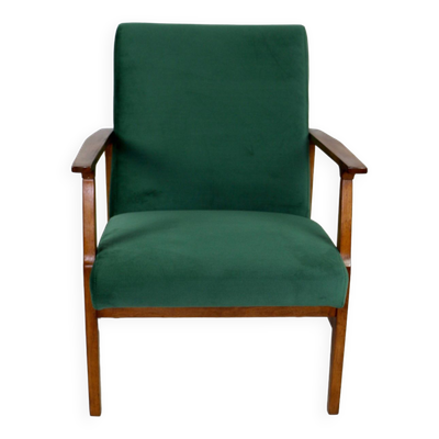 Méridienne vintage en velours vert, années 1970