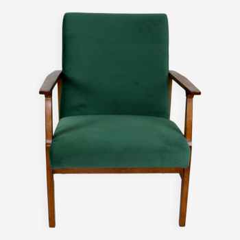 Vintage Green Velvet Lounge Chair, 1970s