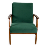 Chaise longue vintage en velours vert, années 1970