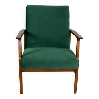 Vintage Green Velvet Lounge Chair, 1970s