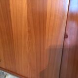 Vintage sideboard 1960-80 walnut blond sliding doors and base chrome