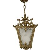Lustre lanterne ancienne en bronze style Louis XV