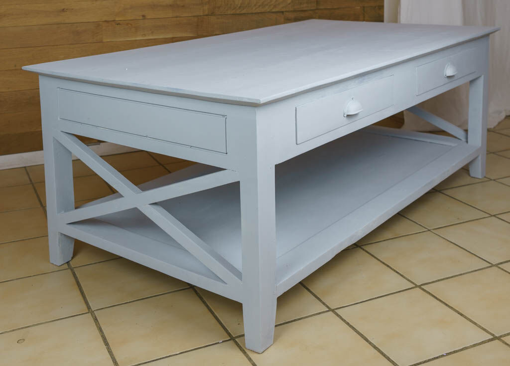 large coffee table with 4 drawers