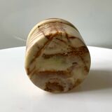 Old vintage round onyx brass box