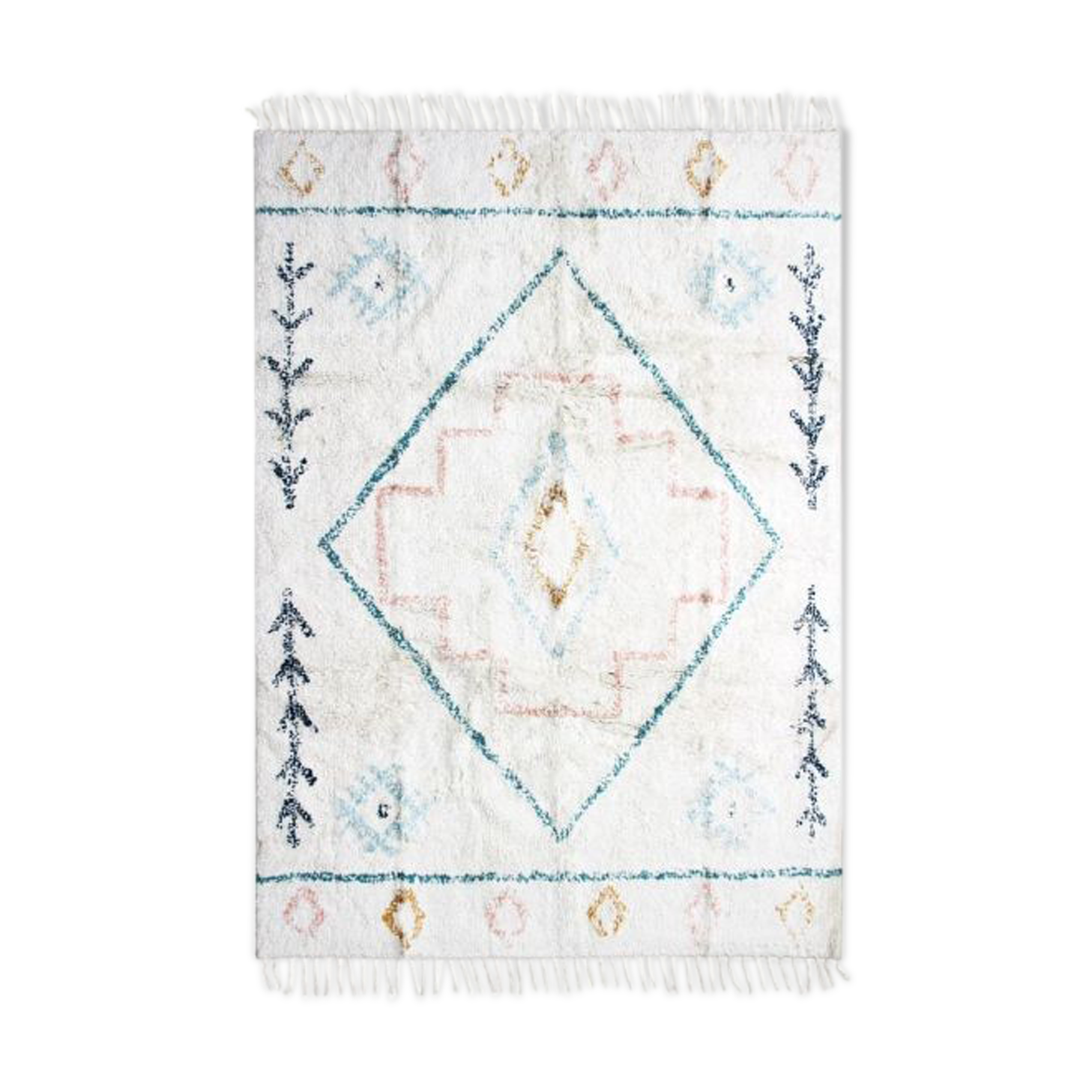Berber carpet 120 x 170 cm white colorful patterns